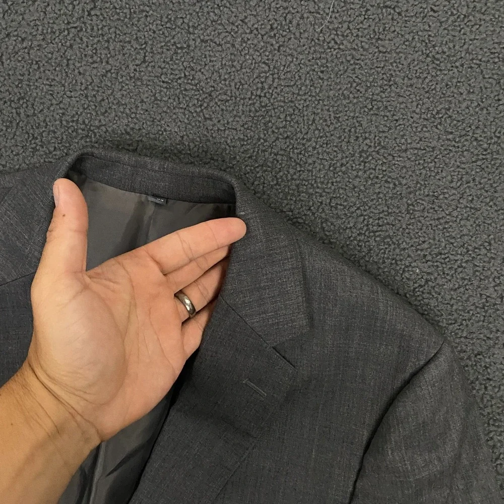 Bonobos Jetsetter Wool Suit 38R Slim Fit 32x34 Solid Gray Stretch 2 Piece